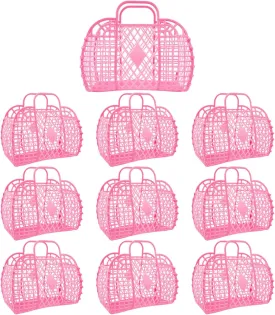 10 PCS Jelly Purse Jelly Basket Beach Bags, Reusable Plastic Jelly Beach Bag Beach Tote Gift Basket