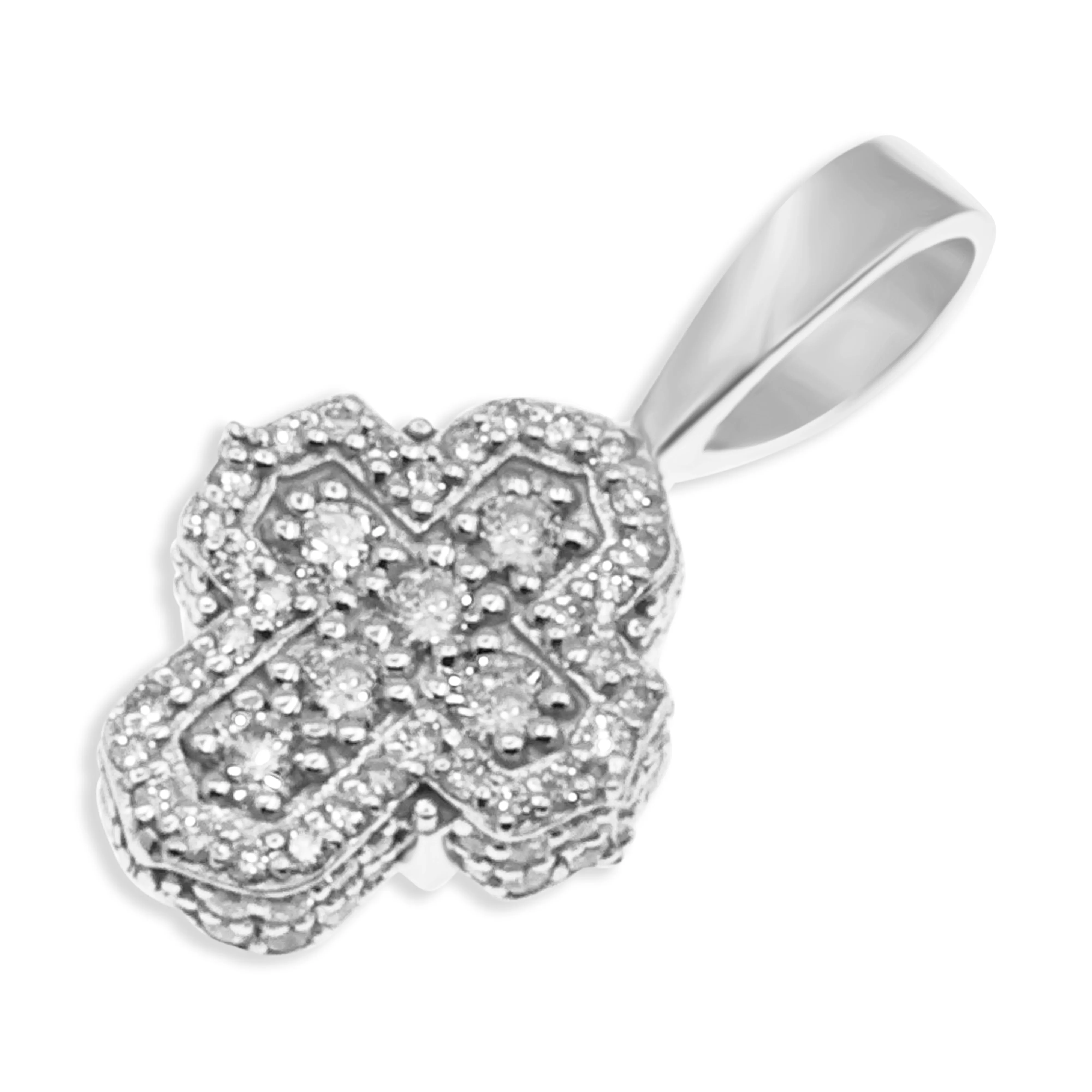 10kt Diamond Cross Pendant in White Gold 0.79 Ctw