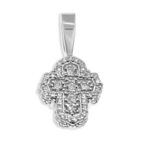 10kt Diamond Cross Pendant in White Gold 0.79 Ctw