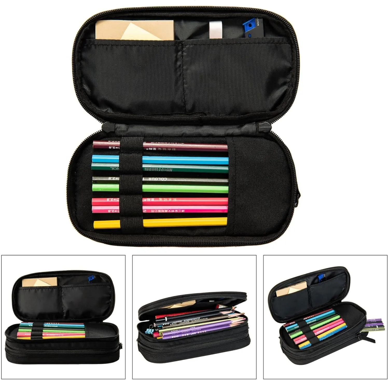 3-In-1 Backpack Bookbag Set,Azurite Teal And Foil Gold Oil Marble Pattern Print Casual Travel Backpacks,With Pencil Case Pouch, Lunch Bag
