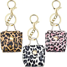 3PCS Super Smalls Leopard Print Makeup Bag Mini Makeup Bag for Women, Coin Wallet, Bag Charms Y2k Accessories Cute Leather Keychain (Style 7)