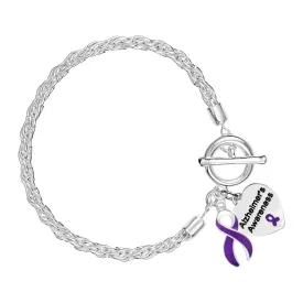 Alzheimer's Purple Ribbon Rope Bracelets