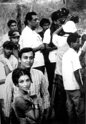 Aranyer Din Ratri (Days and Nights in the Forest) - Soumitra Chatterjee - Satyajit Ray Bengali Movie Shooting Poster