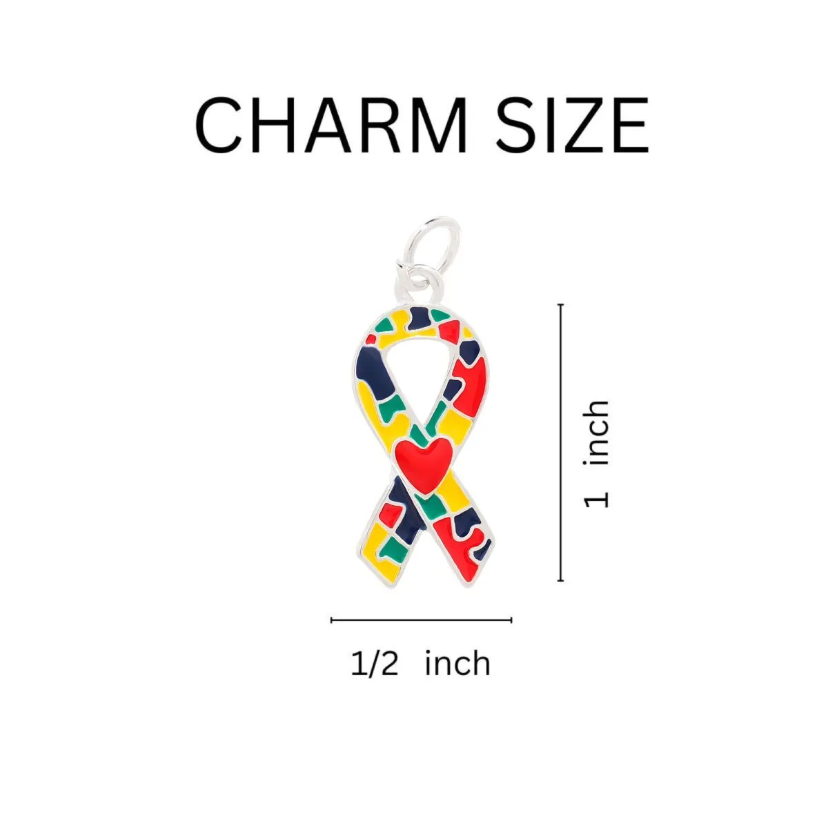 Autism Ribbon with Heart Horseshoe Key Chains