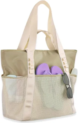 Beach Bags Pool Bags for Women, Waterproof Sandproof Beach Tote Bag with Zipper, Large Tote Bag for Gym Vacation Pool