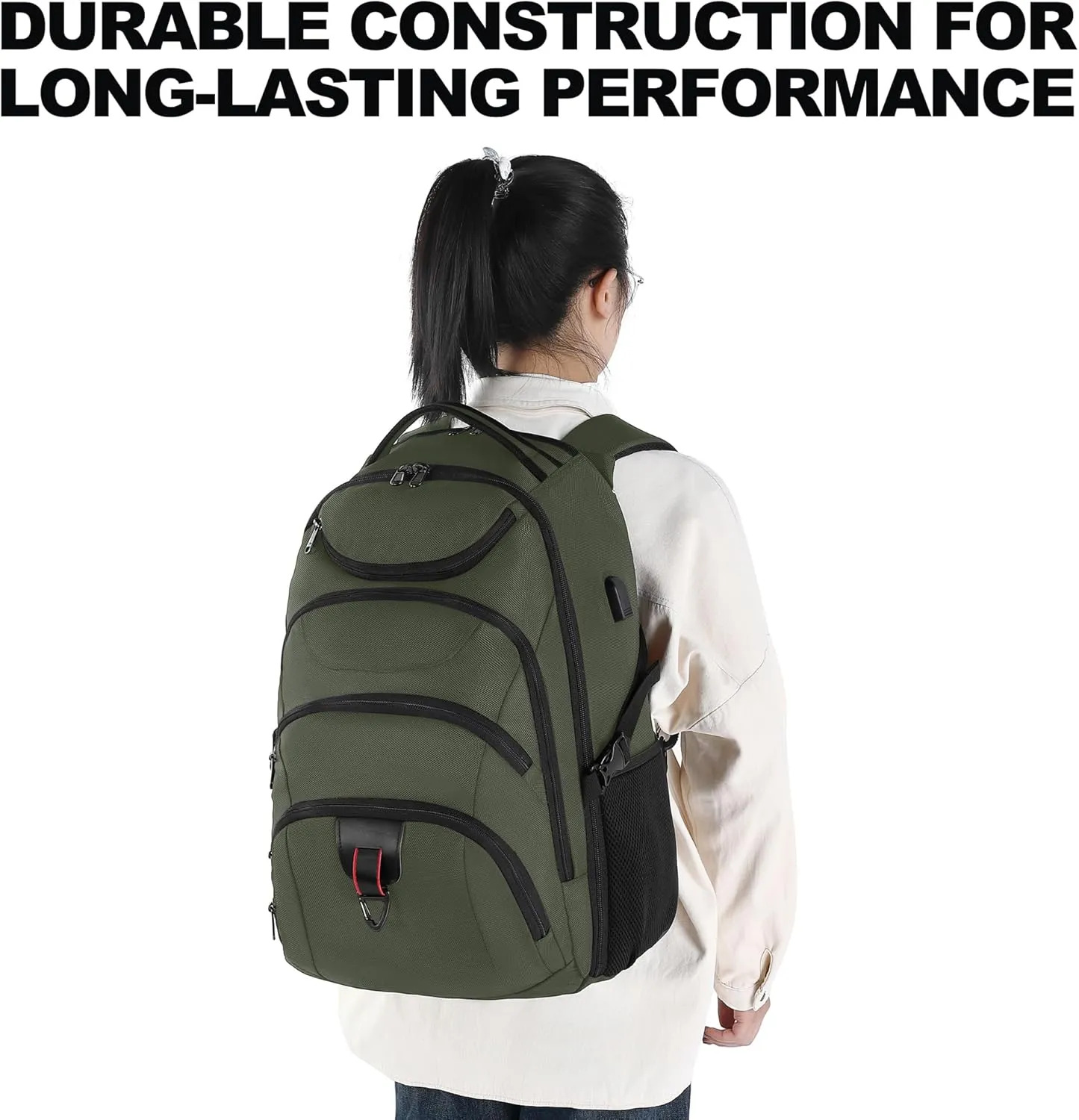 Boavan Rolling Backpack,17 inch Water Resistant Wheeled Backpack,Carry on Luggage Business Bag, Overnight College Computer Backpack Trolley Suitcase for Men Women Adults to TravelGreen