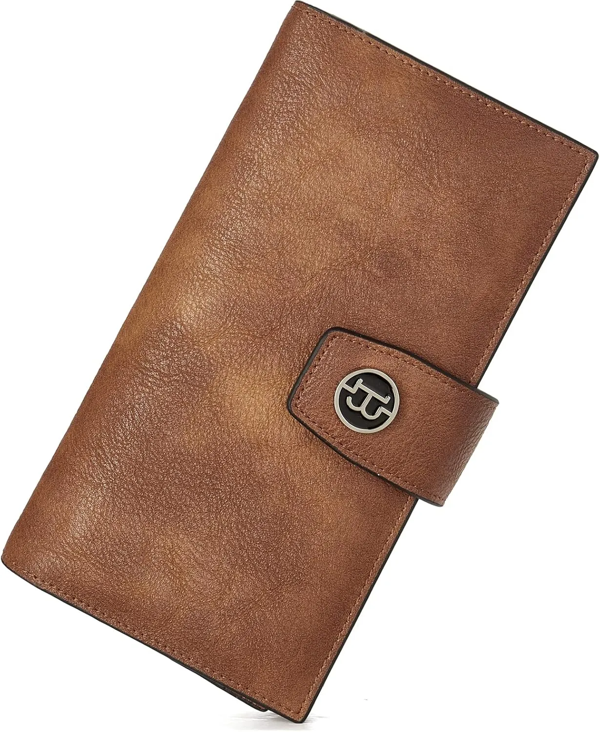 BOSTANTEN Womens Wallet Genuine Leather Wallets Large Capacity Cash Cluth Purses Two-tone Brown