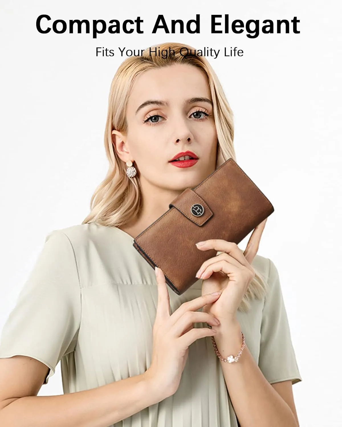 BOSTANTEN Womens Wallet Genuine Leather Wallets Large Capacity Cash Cluth Purses Two-tone Brown