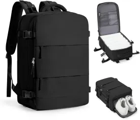 coofay Black Travel Backpack Carry on Flight Approved Mochila De Viaje Personal Item Backpack for Airlines Frontier Airlines Personal Item Bag Large Backpack for Travel Backpacks for Men Women