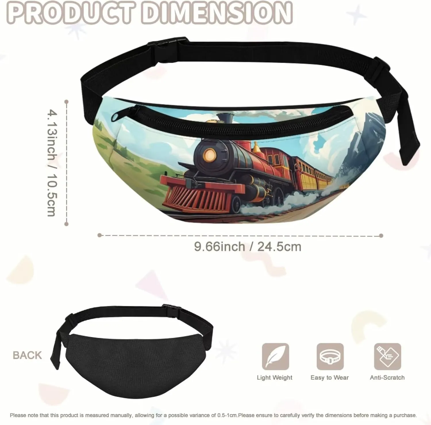 Cozeyat Cartoon Train Kids Fanny Pack Belt Bag Boys Crossbody Bag Hip Pack Boys Bum Bags Lightweight Chest Bags Small Travel Essential for Casual Running Traveling Hiking Gifts