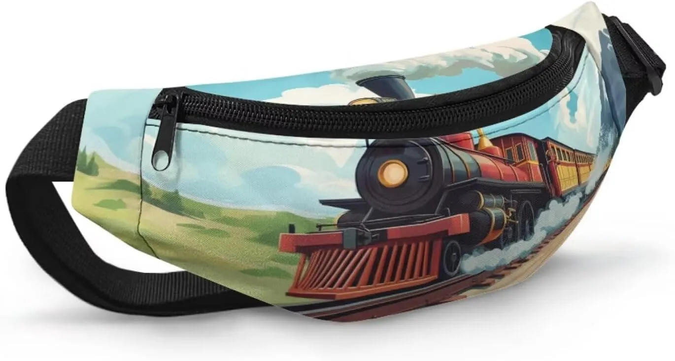 Cozeyat Cartoon Train Kids Fanny Pack Belt Bag Boys Crossbody Bag Hip Pack Boys Bum Bags Lightweight Chest Bags Small Travel Essential for Casual Running Traveling Hiking Gifts