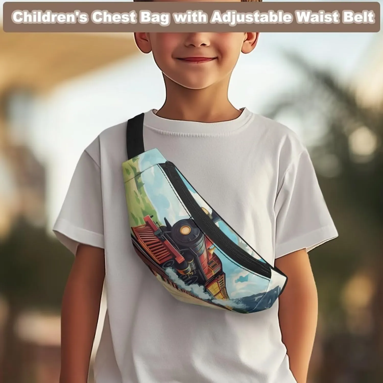 Cozeyat Cartoon Train Kids Fanny Pack Belt Bag Boys Crossbody Bag Hip Pack Boys Bum Bags Lightweight Chest Bags Small Travel Essential for Casual Running Traveling Hiking Gifts