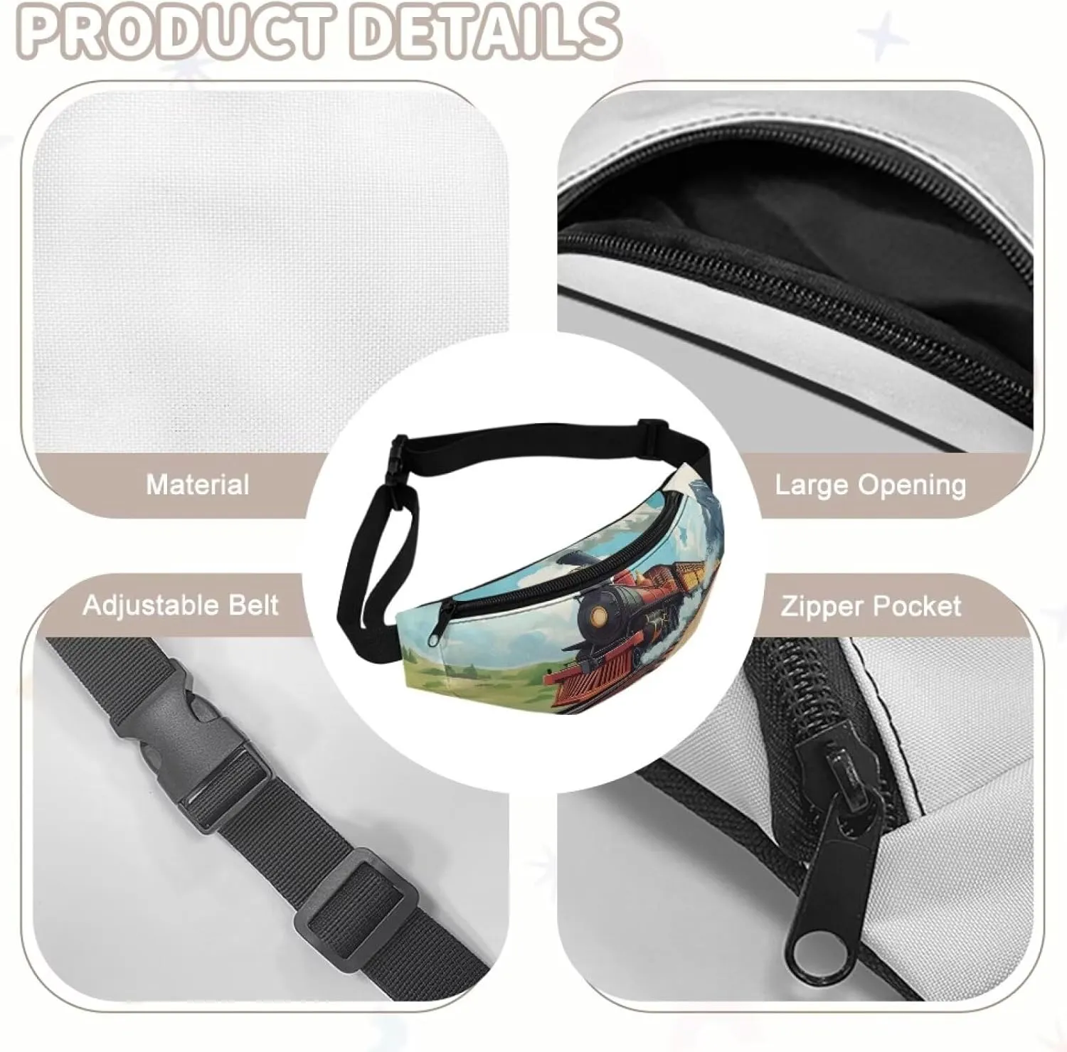 Cozeyat Cartoon Train Kids Fanny Pack Belt Bag Boys Crossbody Bag Hip Pack Boys Bum Bags Lightweight Chest Bags Small Travel Essential for Casual Running Traveling Hiking Gifts