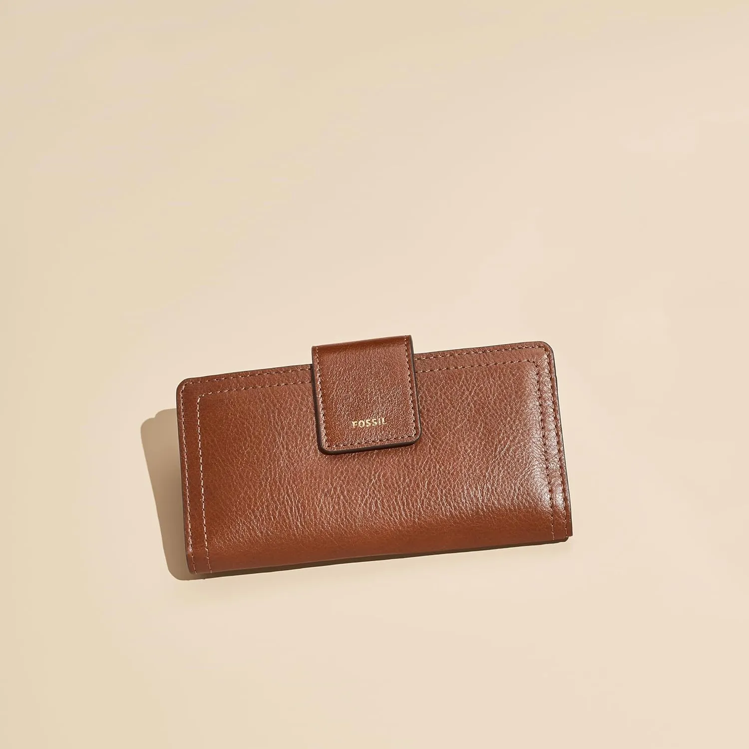 Fossil Women's Logan Leather Wallet RFID Blocking Tab Clutch, Brown (Model: SL7830200)