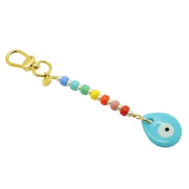 Glass Evil Eye Teardrop Amulet Rainbow Pearl Bag Charm