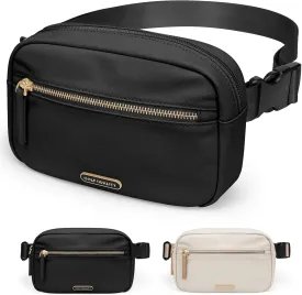 GOLF QUALTY Casual Fanny Pack Crossbody Bags for women & men, Adjustable Strap Water-resistant Belt Bag,Black
