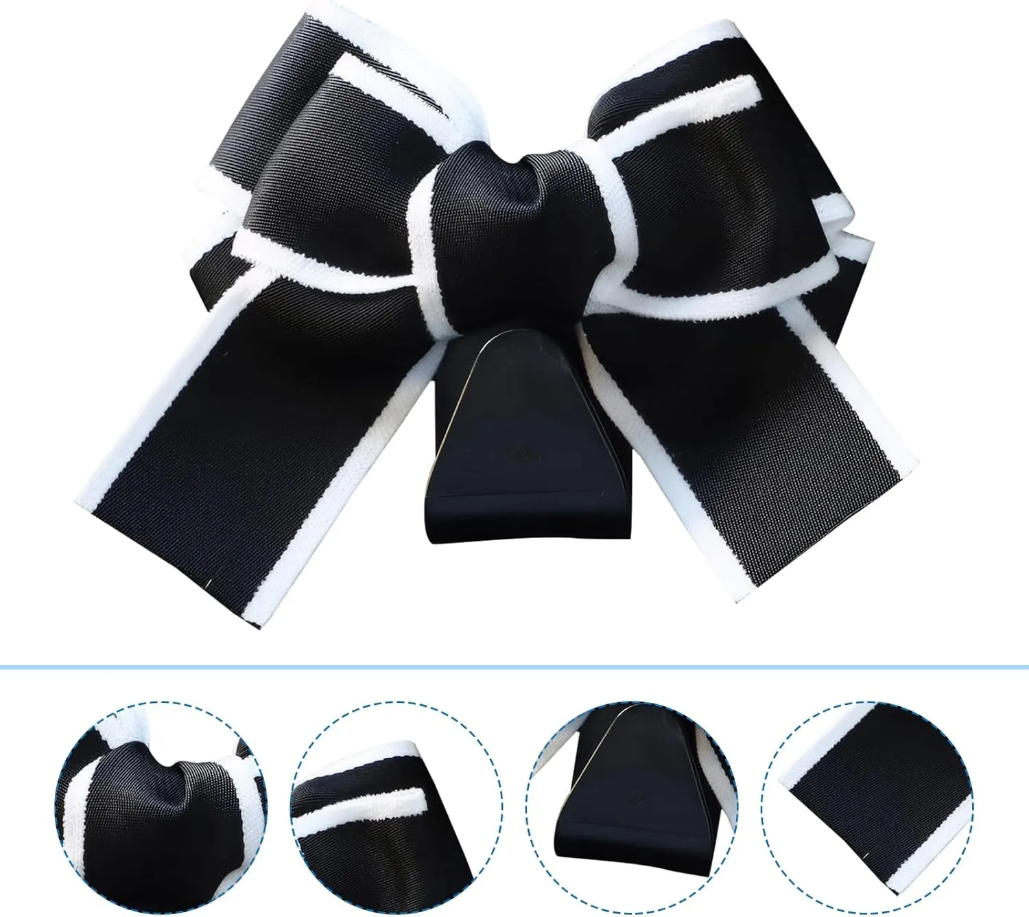 Headrest Hooks for Car, Cute Bow Car Seat Hooks for Headrest, Strong Load-Bearing Hanging Storage Accessory for Backpack Umbrella Grocery Bag Purses, for Most Cars Trucks (Black)