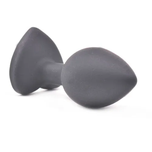 Heart-Shaped Diamond Base Butt Plug Black Small