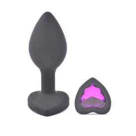 Heart-Shaped Diamond Base Butt Plug Black Small