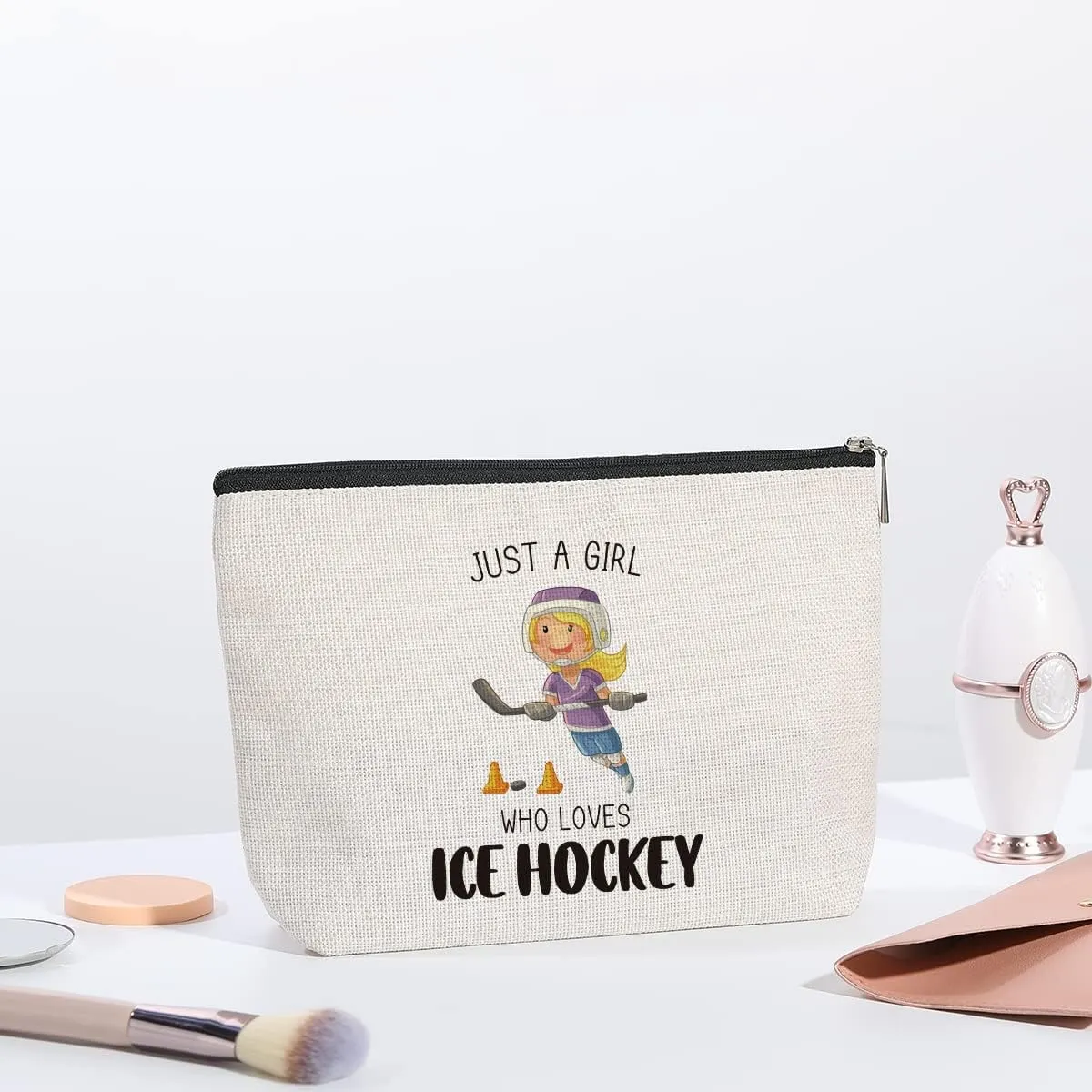 Hockey Gifts Travel Pouch Bag Hockey Gifts for Ice Hockey Lovers Team Inspirational Gifts for Women Birthday Christmas Friendship Gifts for Her