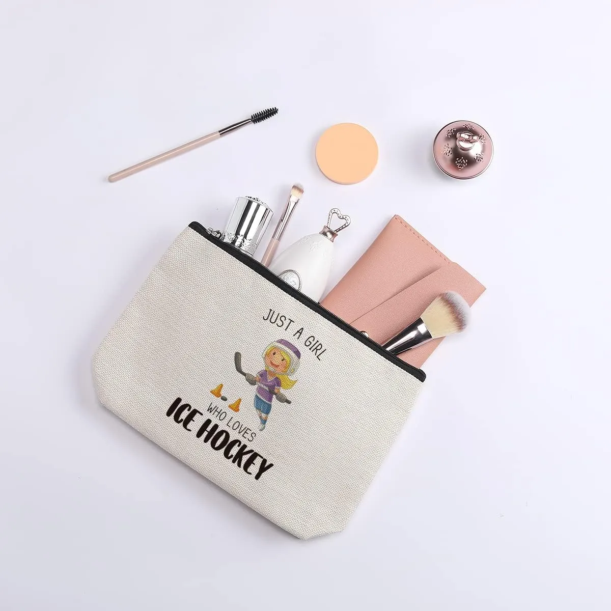 Hockey Gifts Travel Pouch Bag Hockey Gifts for Ice Hockey Lovers Team Inspirational Gifts for Women Birthday Christmas Friendship Gifts for Her