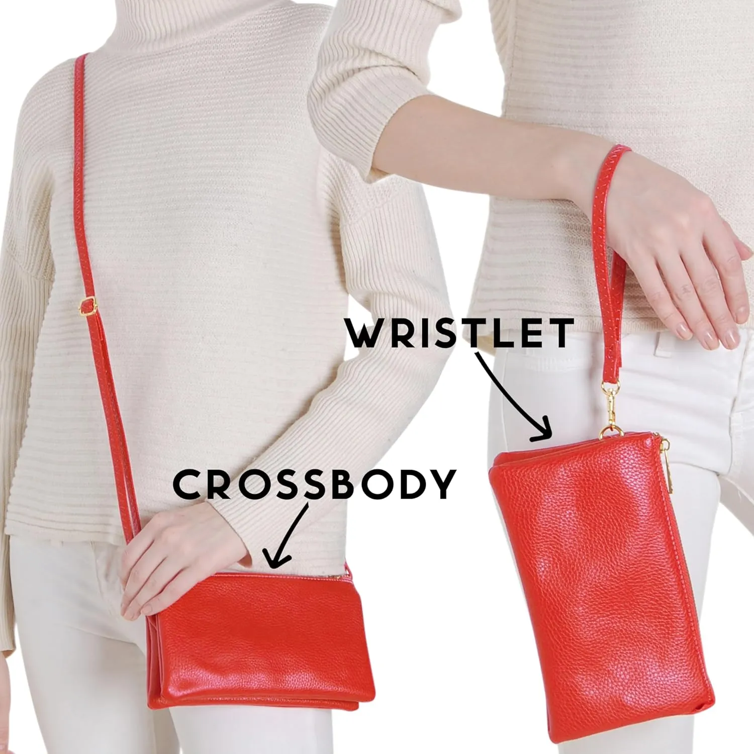 Humble Chic NY Vegan Leather Wristlet Purse for Women - Small Clutch Purse with Shoulder and Wrist Straps