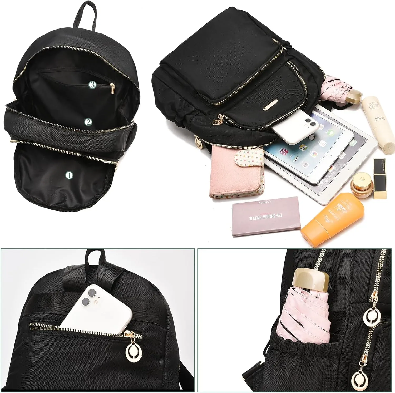 I IHAYNER Mini Backpack Purse Small Backpack for Women Lightweight Nylon Travel Bags Small Casual Daypacks for College Work Grey