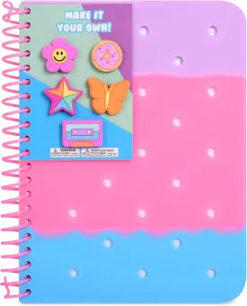 iscream Soft Touch Cover Spiral-Bound Lined Page 7" Charm Journal with 5 Charms - Bubble Gum Sherbert
