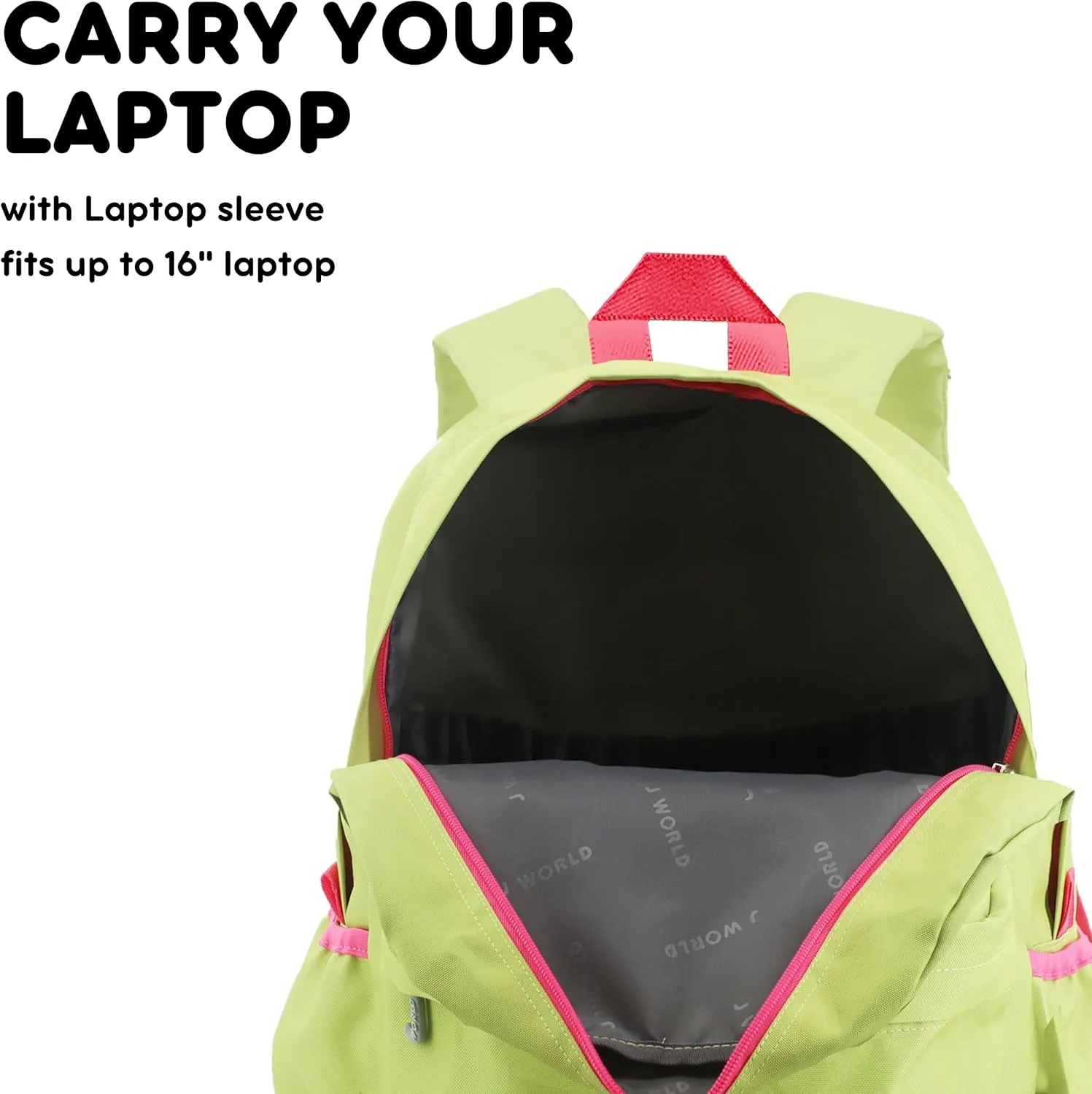J World New York Unisex Kid's Oz School Backpack for Girls Boys. Cute Bookbag, Celery, One Size