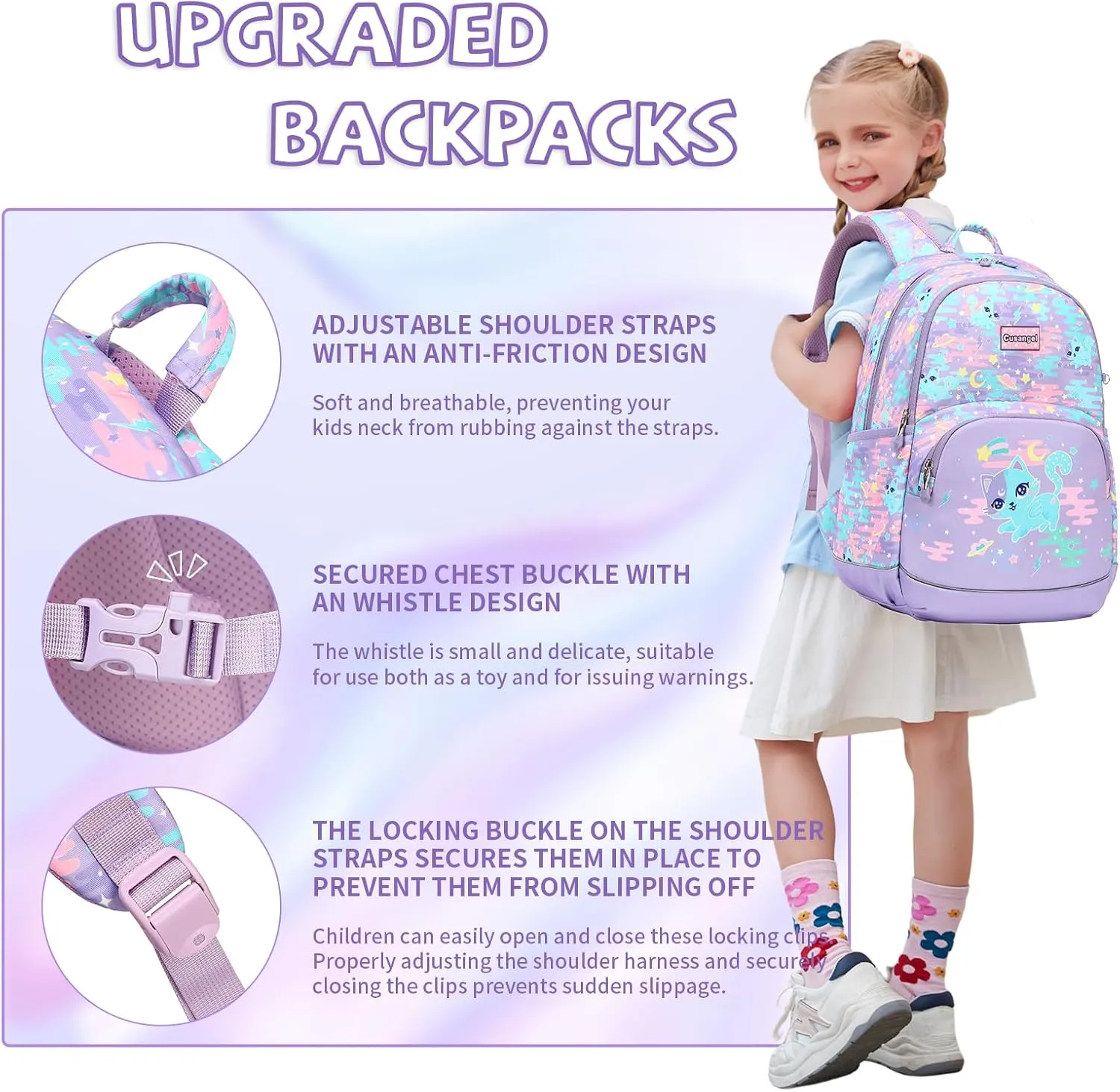 Kids Backpack for Girls Preschool Elementary Kindergarten School Bag 15.6 Multifunctional Cute Large Capacity