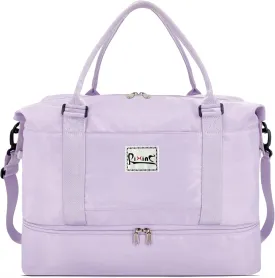 Large Travel Duffle Bag Weekender Bags for Women with Shoes Compartment, Travel Duffel Tote Carry on Overnight Bag for Travel Business Trips, Sport Yoga Gym Bag with Wet Pocket (Purple)