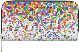 Leather Wallet for Women Long Purse Falling Confetti Womens Wallet Clutch with 8 Credit Card Holder Coin Pocket