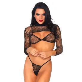 Leg Avenue Net Top, Thong And Bra Size 6 To 12