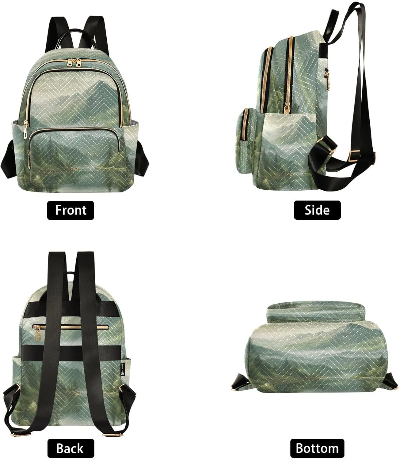Meadow Woods and Mountain Quilted Backpack Purse for Women, Waterproof Small Travel Casual Daily Daypack 8.5L
