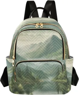 Meadow Woods and Mountain Quilted Backpack Purse for Women, Waterproof Small Travel Casual Daily Daypack 8.5L