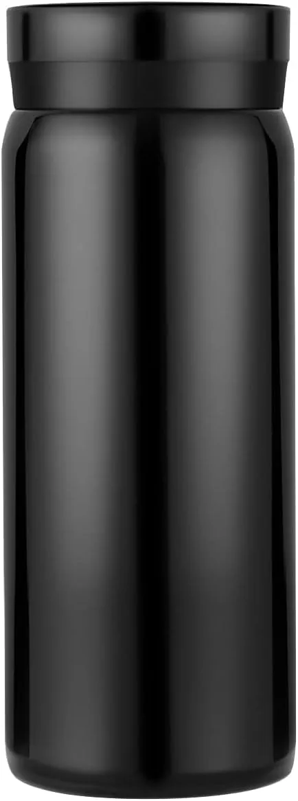 Mini Thermos Cute Water Bottle - 7 oz Tiny Insulated Vacuum 18/10 Stainless Steel Small Flask - Leak Proof & Spill Proof & Keeps Cold and Hot for Drink, Coffee, Tea - Black