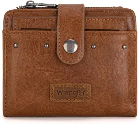Montana West X Wrangler Womens Wallet Small Women's Wallets Bifold Womens Small Wallet RFID Wallett Women Brown Wallets for Women Ladies Female with Removable ID Window