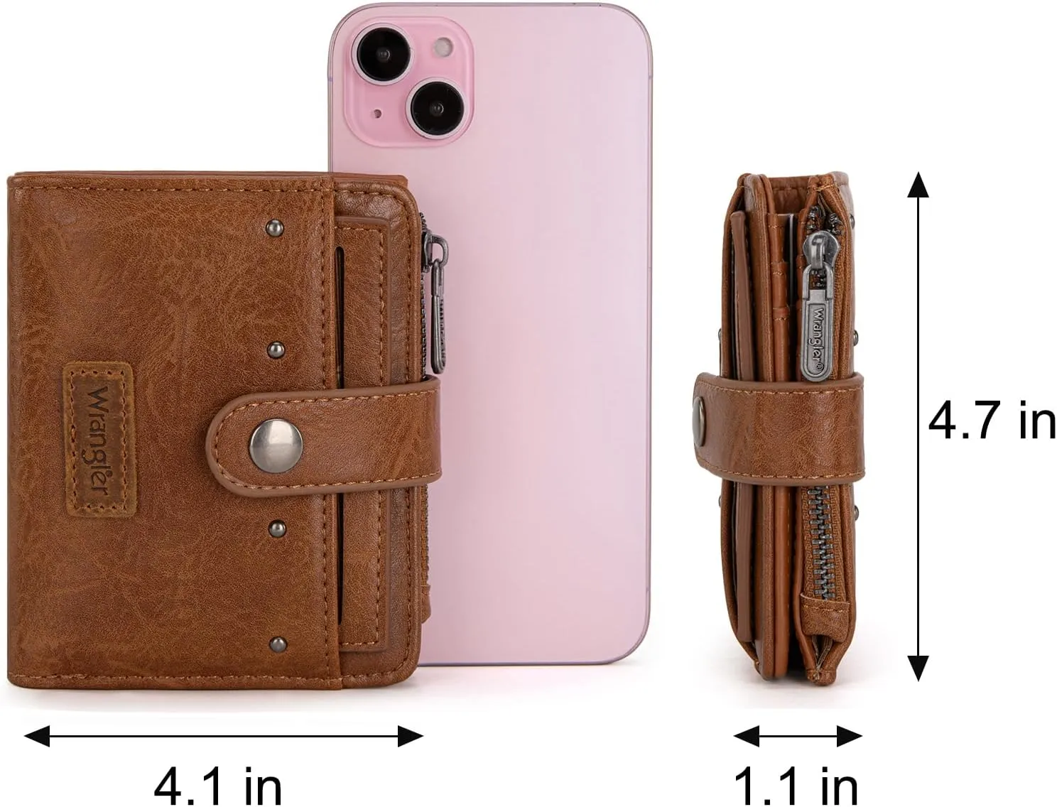 Montana West X Wrangler Womens Wallet Small Women's Wallets Bifold Womens Small Wallet RFID Wallett Women Brown Wallets for Women Ladies Female with Removable ID Window