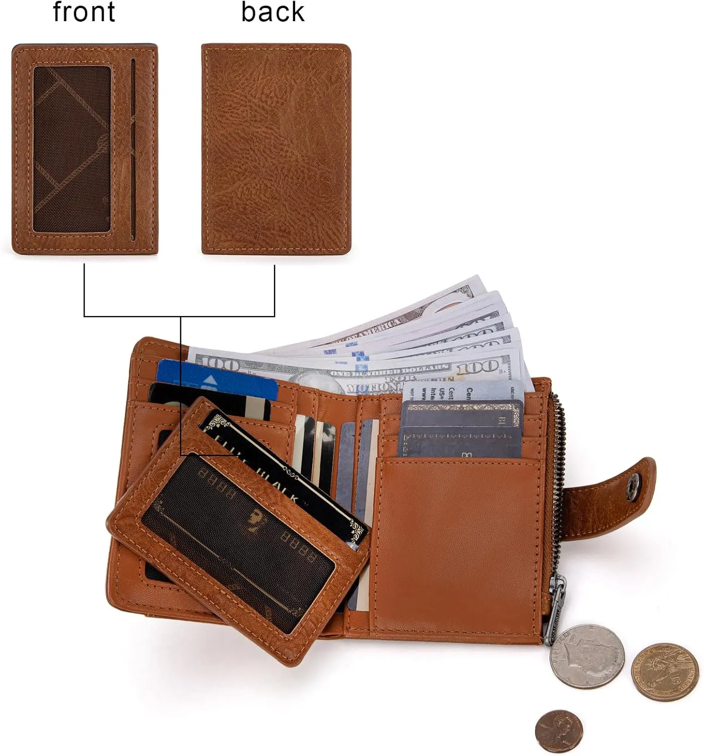 Montana West X Wrangler Womens Wallet Small Women's Wallets Bifold Womens Small Wallet RFID Wallett Women Brown Wallets for Women Ladies Female with Removable ID Window