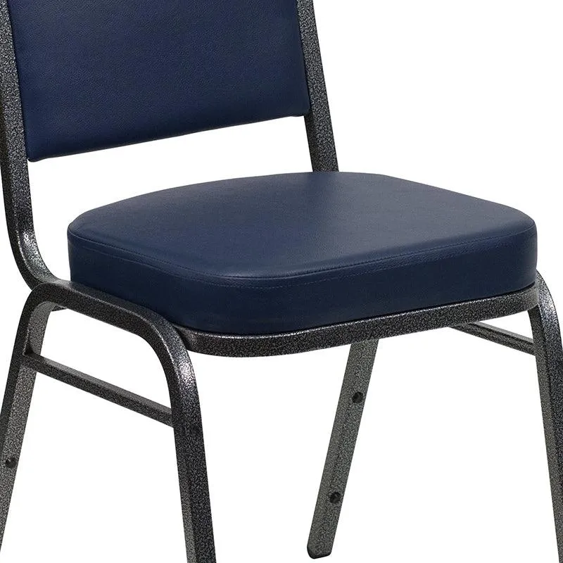 Navy Vinyl Stacking Banquet Chair, Silver Frame