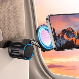 OMOTON 360Rotating Magnetic Airplane Phone Holder Mount, for Magsafe Airplane Travel Essentials Accessories, Adjustable Foldable Universal Handsfree Phone Stand for iPhone 16 15 14 Pro Max