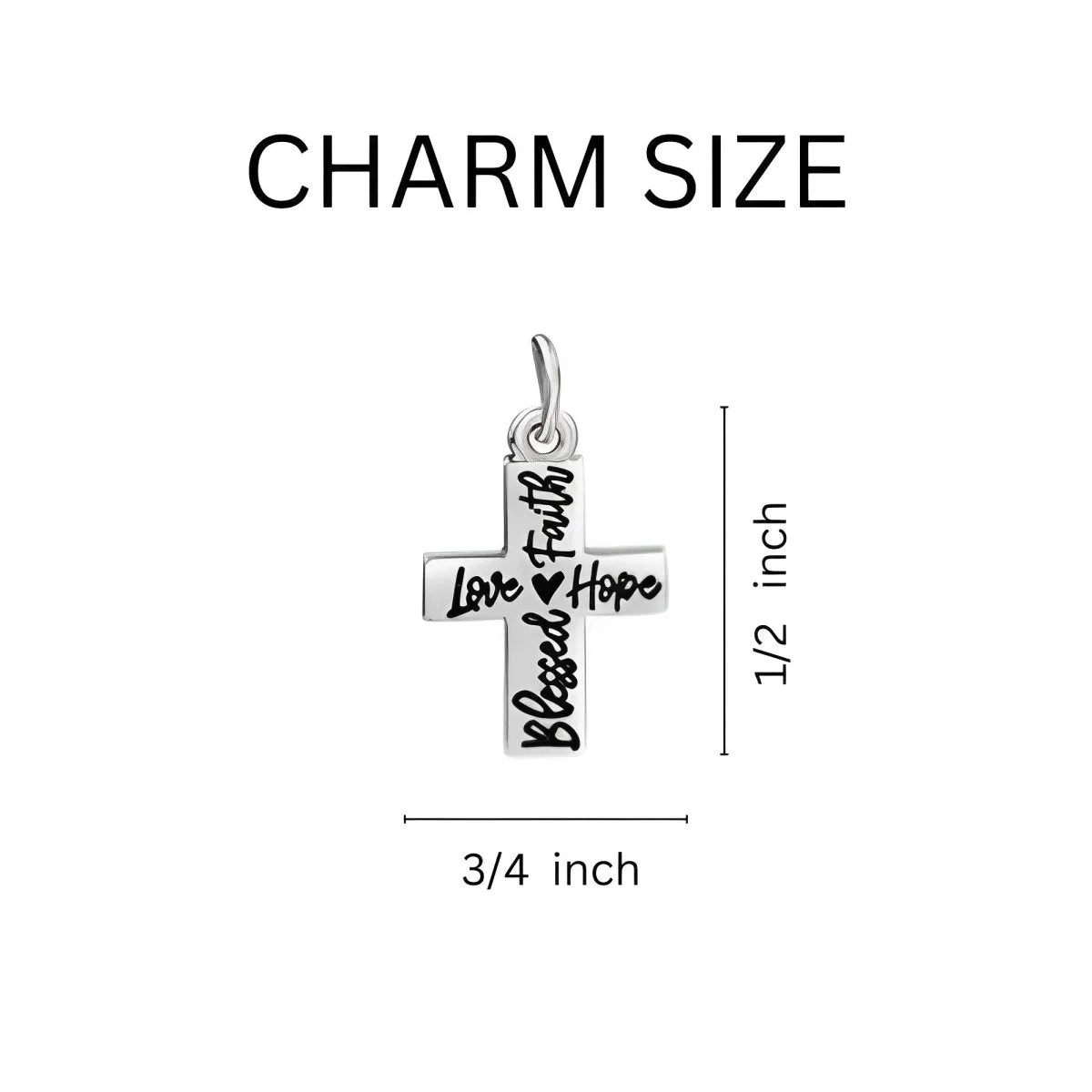 Partial Beaded Blessed, Hope, Faith, and Love Cross Charm Bracelets