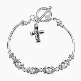 Partial Beaded Blessed, Hope, Faith, and Love Cross Charm Bracelets