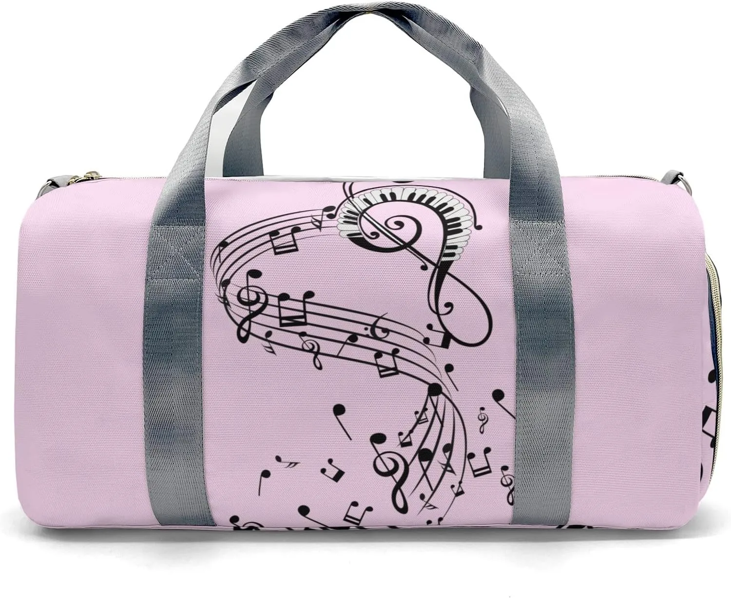 Personalized Duffel Bag Abstract Music Notes Pink Customized Multi-Function Travel Bag Gym Sports Bag Dance Bag Women Men Carry On Weekend Bags