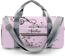 Personalized Duffel Bag Abstract Music Notes Pink Customized Multi-Function Travel Bag Gym Sports Bag Dance Bag Women Men Carry On Weekend Bags
