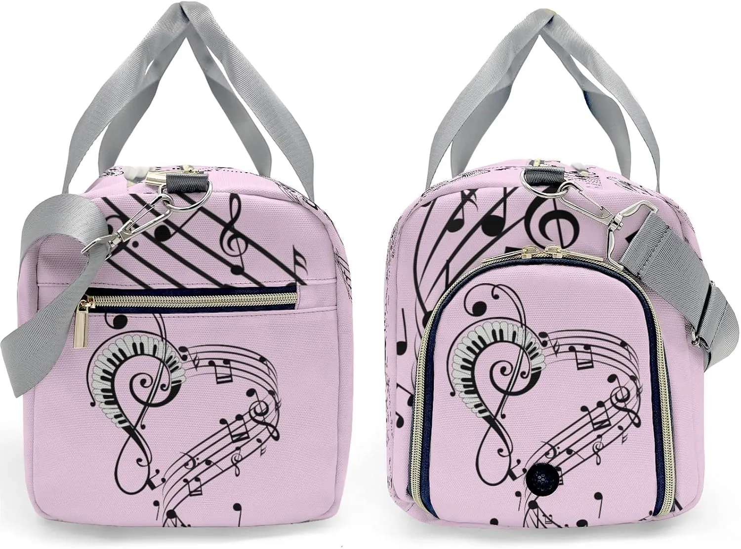 Personalized Duffel Bag Abstract Music Notes Pink Customized Multi-Function Travel Bag Gym Sports Bag Dance Bag Women Men Carry On Weekend Bags