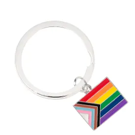 "Progress Pride" Flag by Daniel Quasar Split Ring Key Chains