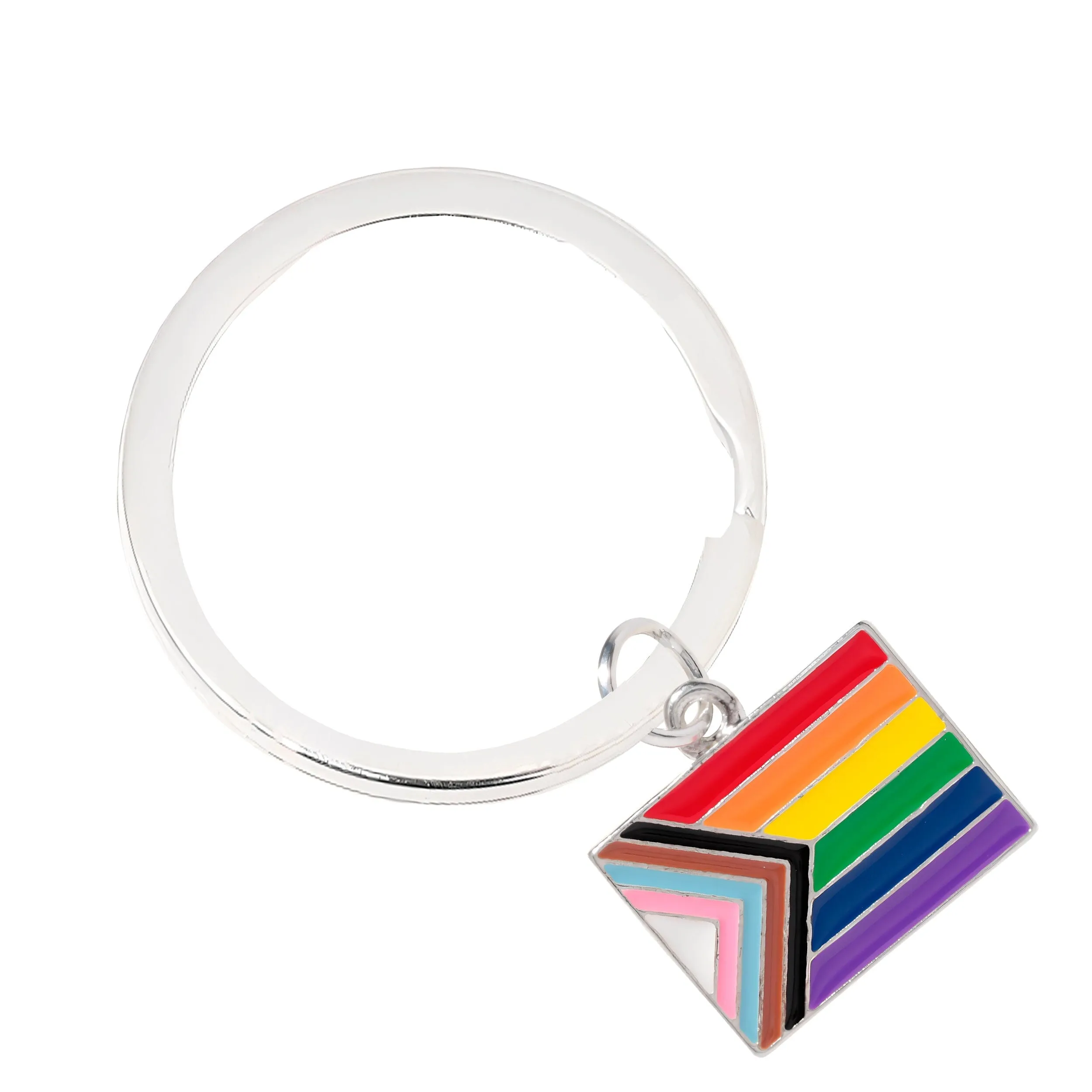 "Progress Pride" Flag by Daniel Quasar Split Ring Key Chains