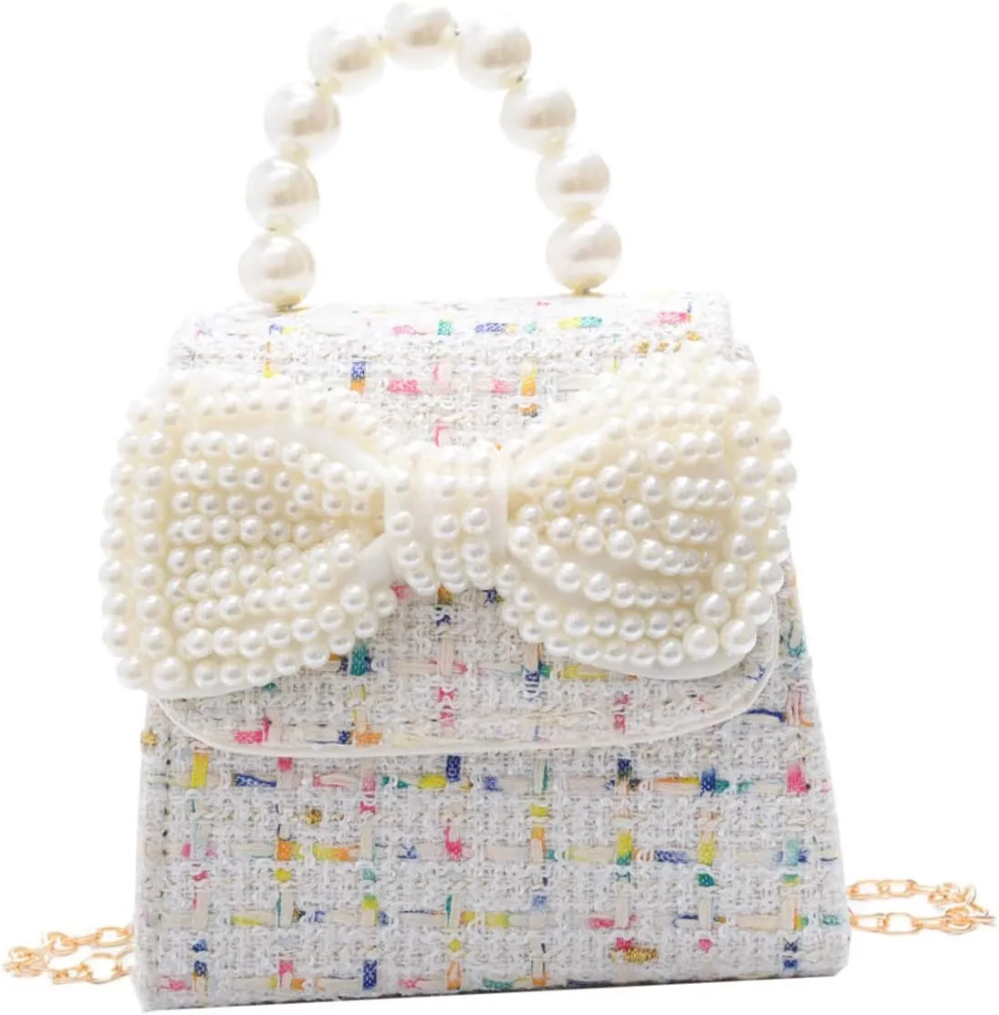 satchel little girl handbag small bowknot crossbody bag kids bowknot handbags clutch purses kid pearl purse mini girl s handbag girls present baby toddler Small bag Cotton linen white