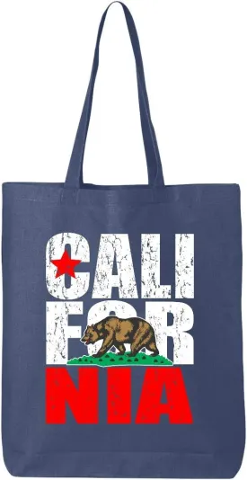 shop4ever California Bear Flag Vintage Cotton Tote Reusable Shopping Bag Eco